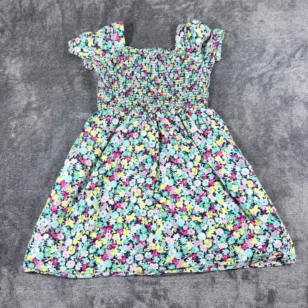 Gap Kids Girls XL 14-16 Floral Smocked Dress Multi-Color Flutter Sleeve Lined